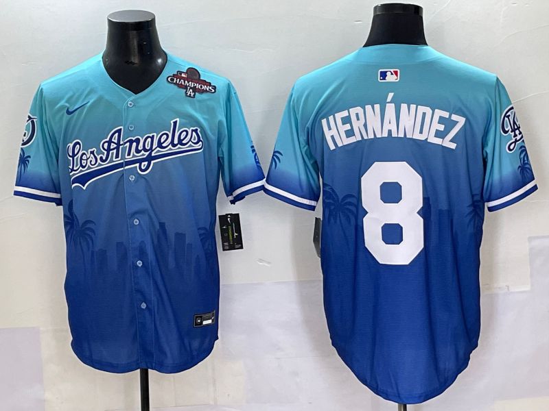Men 2025 Los Angeles Dodgers #8 Hernandez Blue Nike MLB Jersey Daoqite style 7->philadelphia eagles->NFL Jersey